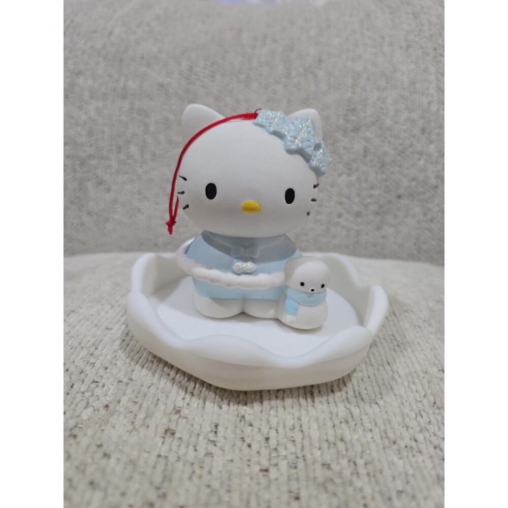 Vintage 2001 Sanrio Hello Kitty Christmas Winter Snowman Ceramic Ornament Rare